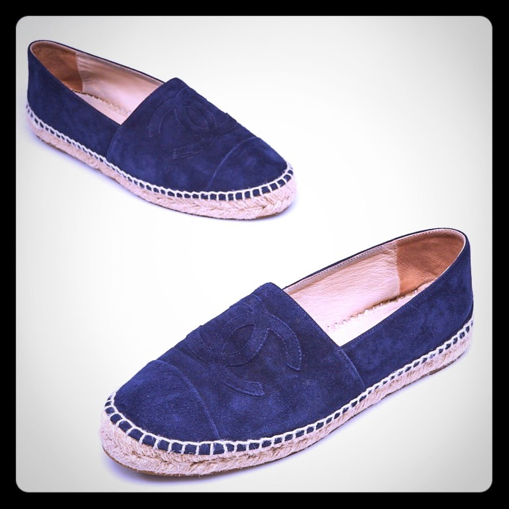Chanel Navy Blue Suede Espadrilles MSRP $675